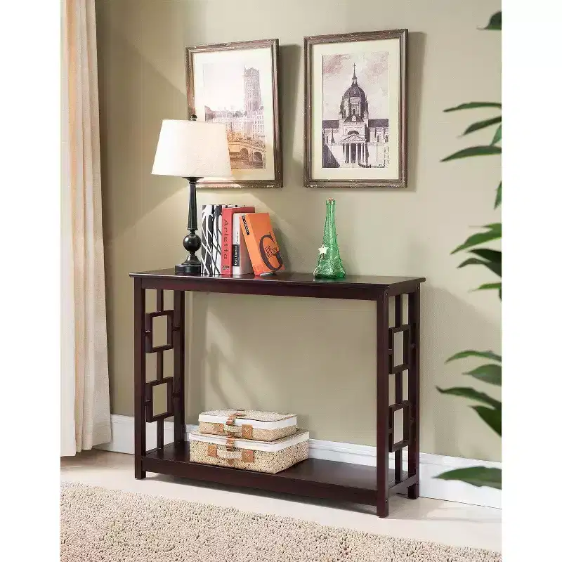 Brown Wood Console Table, Rectangle, 1-Person Use