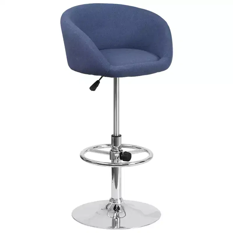 Flash Furniture Contemporary Adjustable Height Barstool with Barrel Back and Chrome Base