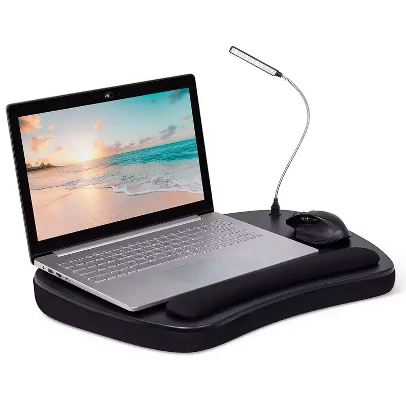 Oversized Memory Foam Lap Desk with USB Light - Fits Laptops Up to 17 Inches - Matte Black