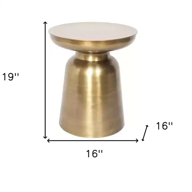 HomeRoots 19 Gold Iron Round End Table
