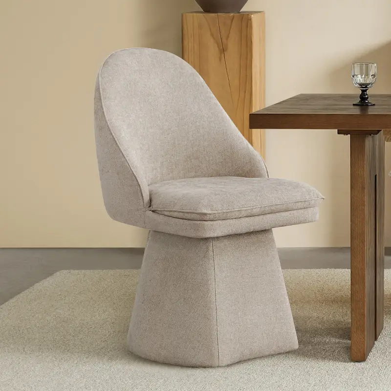 Darah Upholstered Swivel Armless Dining Chair Double-layered Cushions