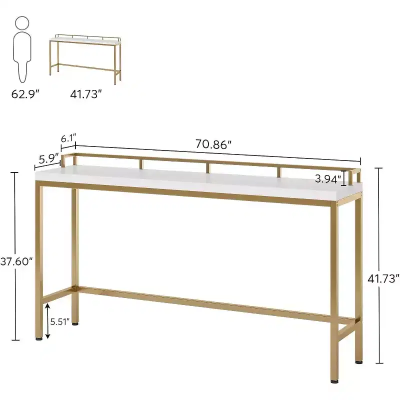 Lantine Console Table Behind Sofa Couch, 70.9 Inch Long and Narrow Entryway Table