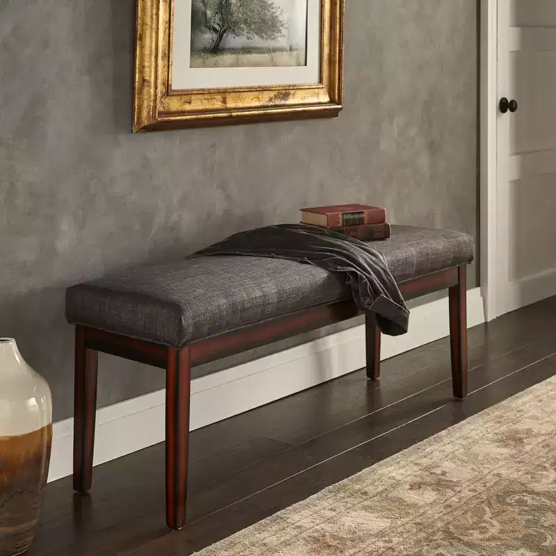 Quinby Upholstered Espresso Finish Bench