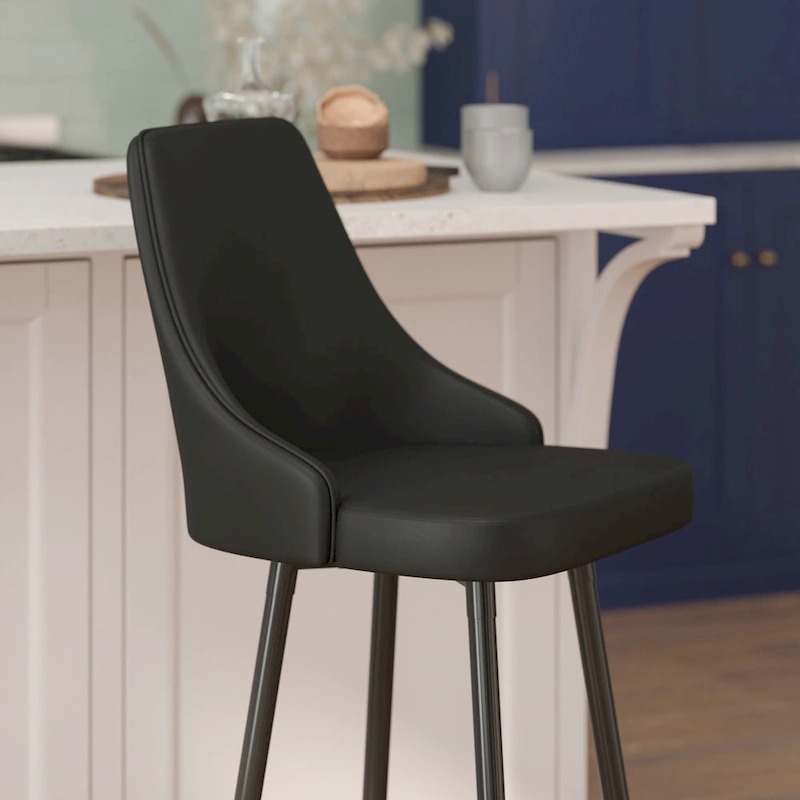 Commercial LeatherSoft Bar Height Stool with Metal Feet & Footrests - 2 Pack - 18.5W x 20D x 43.25H
