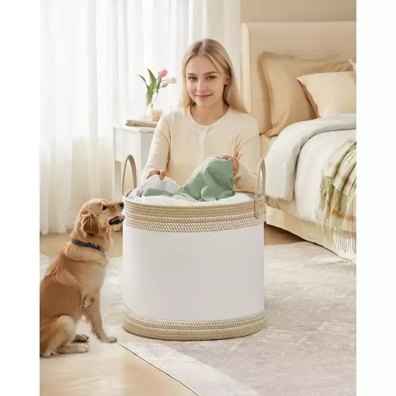 Laundry Hamper, 23.8 Gal. Laundry Basket, Laundry Bag with Lid, with Handles, Drawstring, for Clothing, Blankets, 19.7 x 19.7 x 18.1 Inches