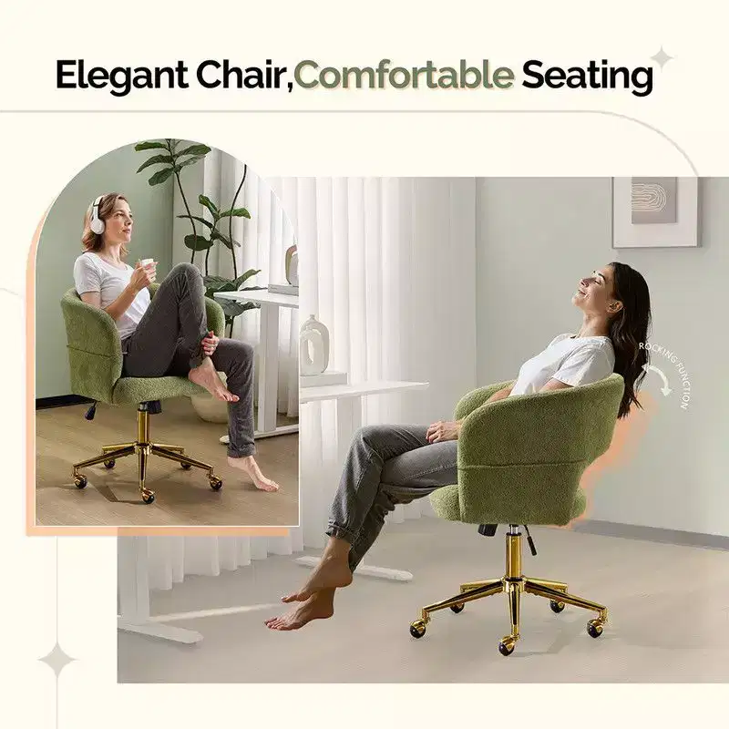 | 25.1 Inch Velvet Ring Backrest Swivel Office Chair