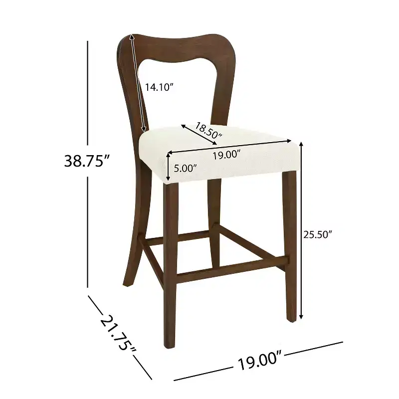 Christopher Knight Home Imamu Rubberwood Upholstered Counter Stools with Curved Open Back (Set of 2)