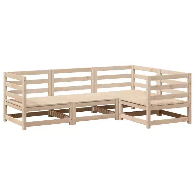 vidaXL Patio Sofa Set in Rustic Wood with Cushions