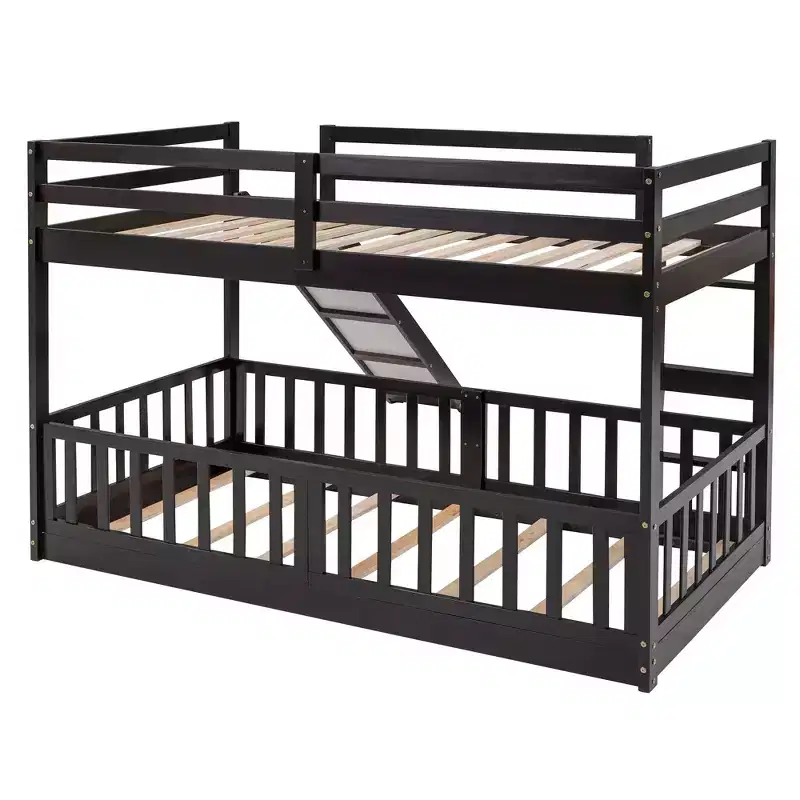 Twin Over Twin Bunk Bed with Slide and Ladder, White