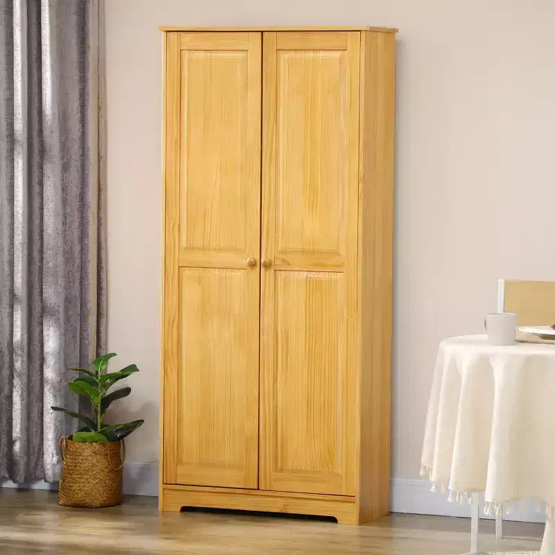 HOMCOM 67 Pinewood Kitchen Pantry Storage Cabinet, Freestanding Cabinets with Doors and Shelf Adjustability, Soft-Close Mechanism