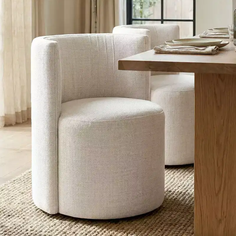 Modern Swivel Accent Dining Chairs Set of 4, Textured Woven Upholstered Armless Chairs with Curved Back for Dining Room or Kitchen-Panipeachy