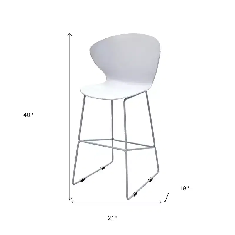 HomeRoots Set of Two 26 White and Silver Heavy Duty Plastic and Metal Low Back Counter Height Bar Chairs