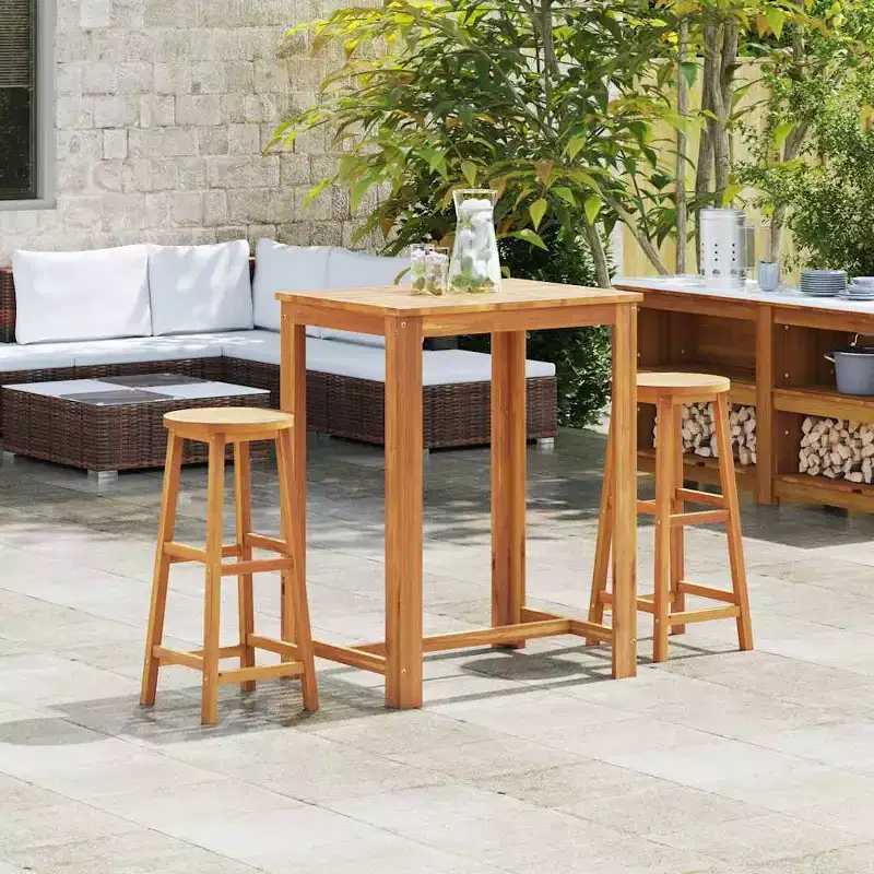 vidaXL Bar Stool Set of 8 Natural wood Solid Acacia wood Standard