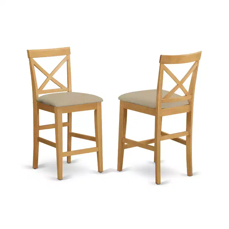 HomeStock Pub Counter Stool-Linen Fabric Bar Height Dining Chair