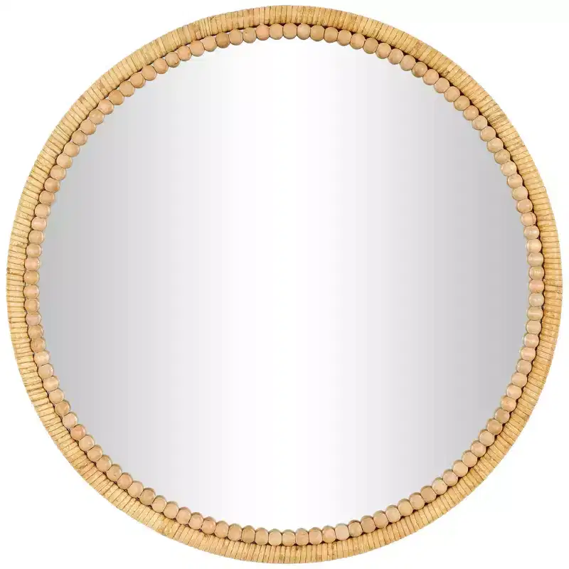24"x24" Wood Wrapped Wall Mirror with Beaded Frame Brown - Olivia & May