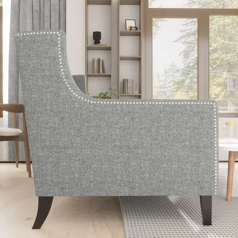 Grey 78.75 Polyester 3-Seater Sofa with Tufted Back and Cushions