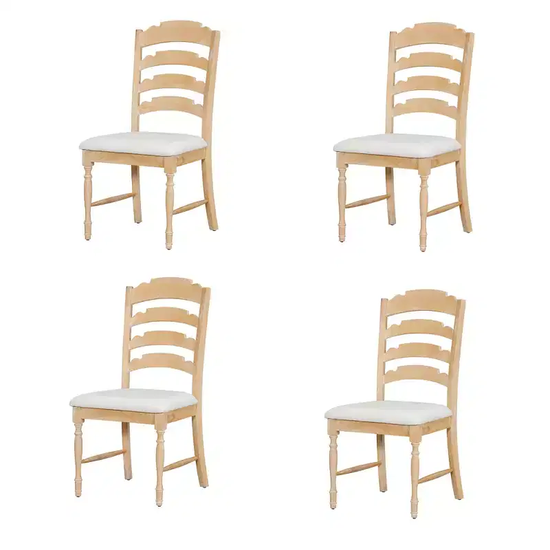 GDFStudio Terry Vintage Rubberwood Upholstered Dining Chairs with Serrated Back Design