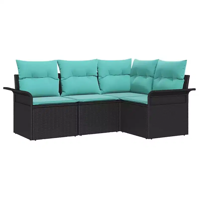 vidaXL Garden Sofa Set with Cushion 4 pcs Brown Poly rattan