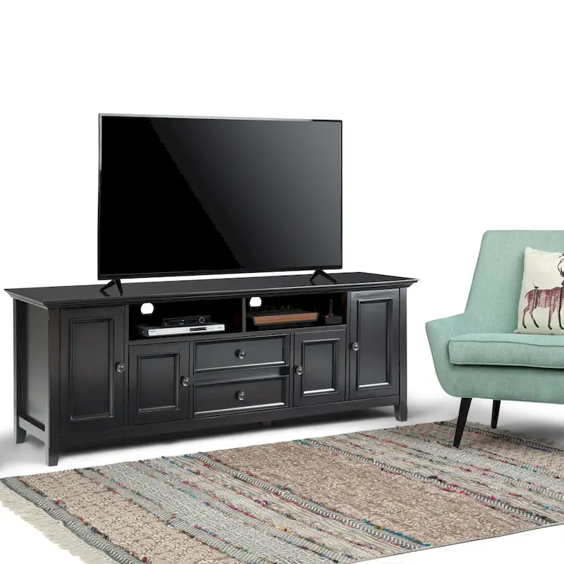 Halifax 72 inch Wide Solid Wood Transitional TV Stand - 72w x 19d x 26 h