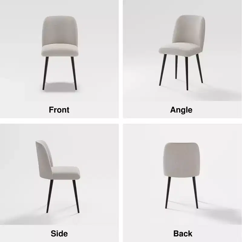 Pexfix Linen Upholstered Dining Chairs with Black Legs Set of 2