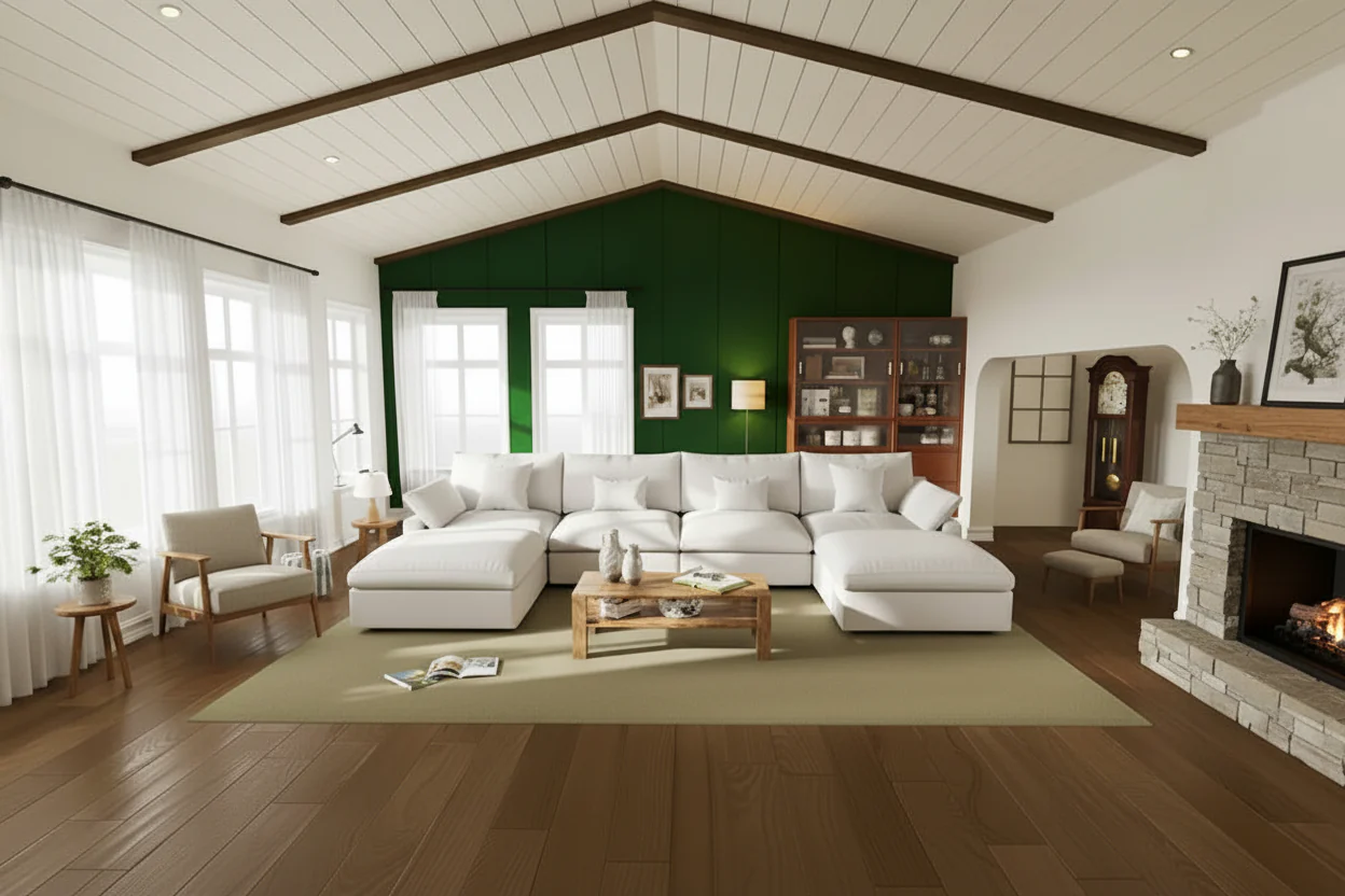Oversized Linen Sectional Sofa Down Filled U-Shaped Couch for Living Room