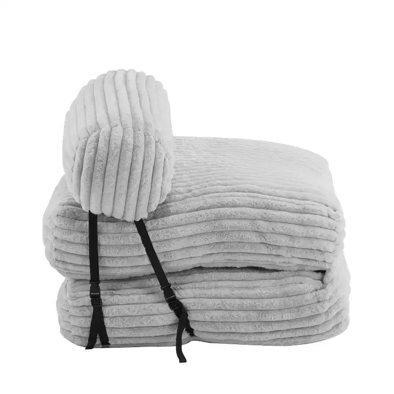 Christopher Knight Home Maegan Modern Foldable Faux Fur Bean Bag Convertible Lounge Bed with Pillow