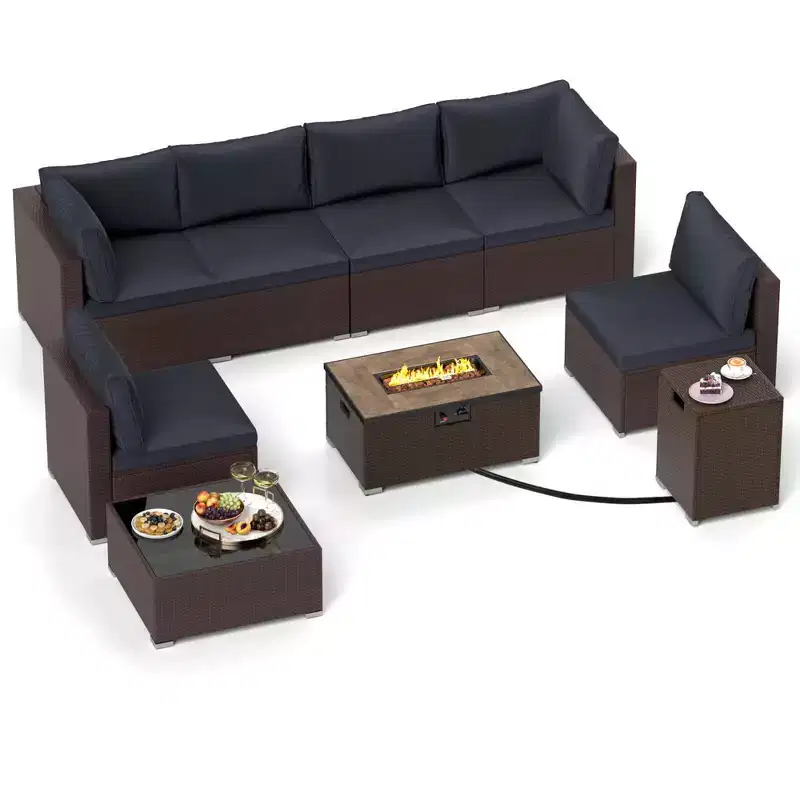 Costway 12 PCS Outdoor Furniture Set with 32 Fire Pit Table and Propane Tank Cover