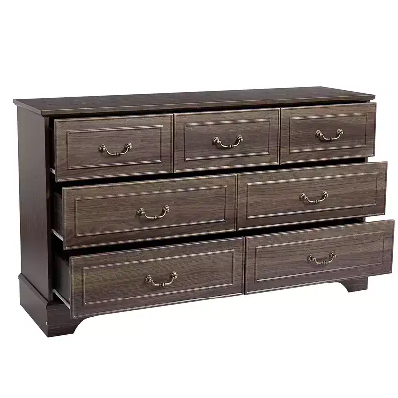 Karl Home 7-Drawer Brown MDF (Medium-Density Fiberboard) 53.94in. W Chest of Drawer