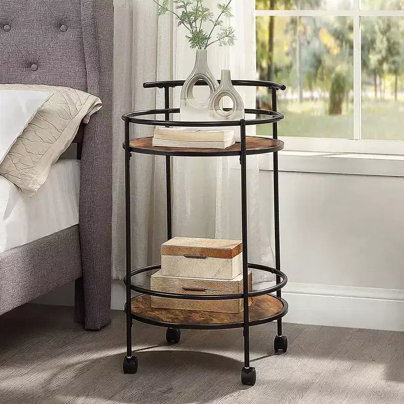 Breighton Home Designs2Go Charlie Serving Bar Cart in Barnwood/Black