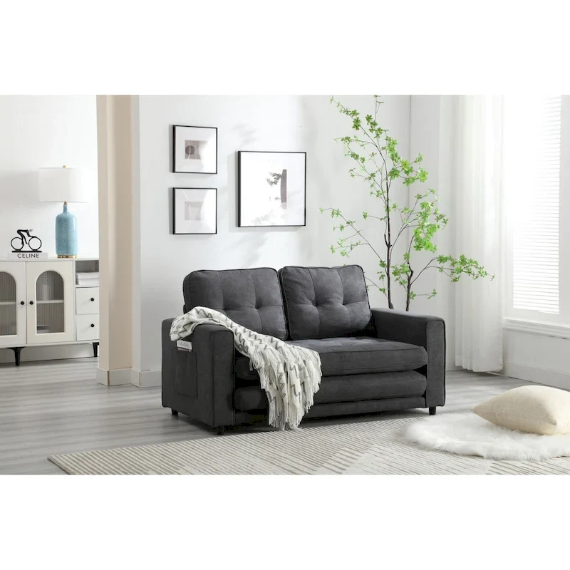 3 Fold Velvet Sofa,Convertible Sleeper Sofabed with Pull Out Couch Bed