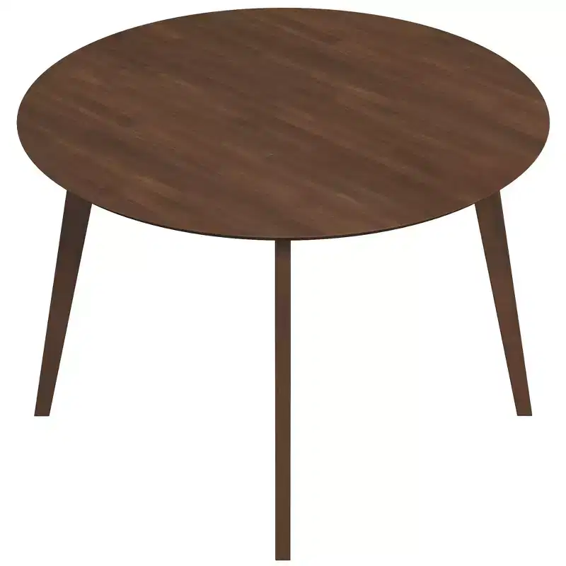 48 Mid-Century Walnut Solid-Wood Dining Table  Kid-Safe Beveled Edge, Seats 4, Brown Stain Finish