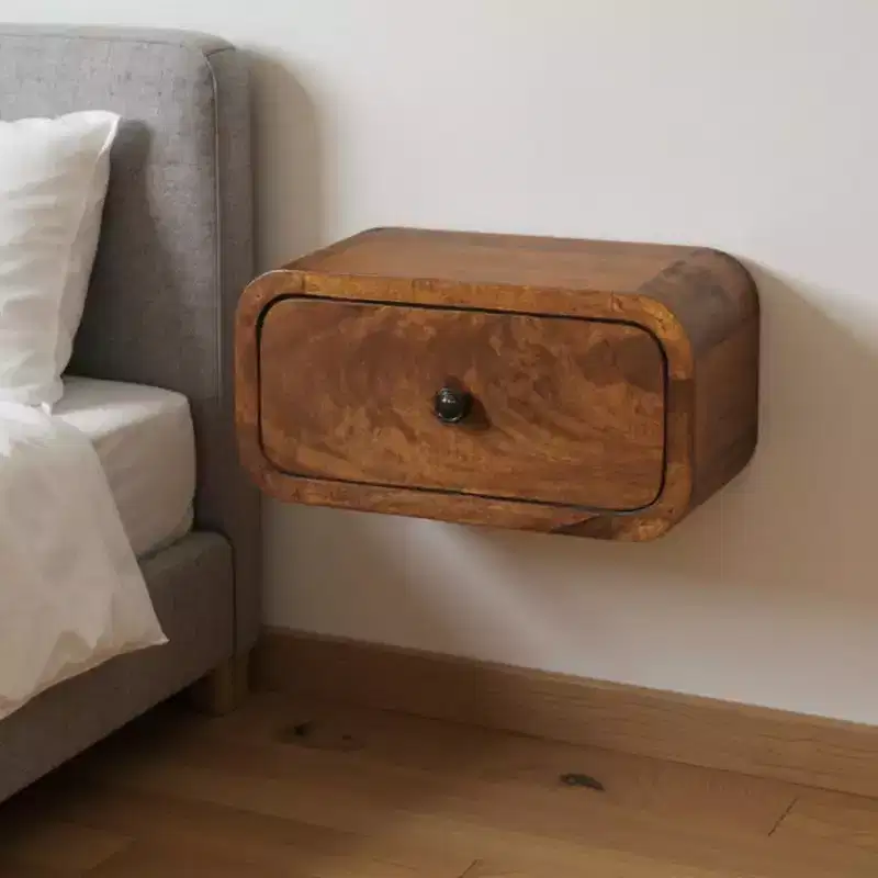 12 Chestnut Solid Wood One Drawer Floating Nightstand