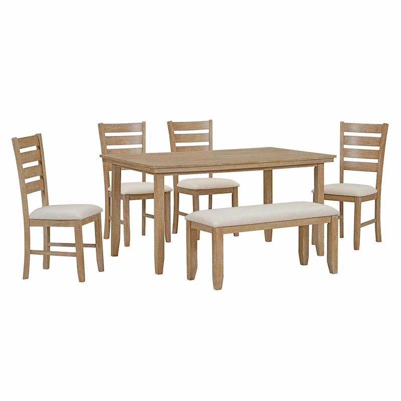 5-piece Farmhouse Dining Set Rectangular Table Chair