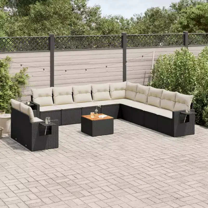 vidaXL Garden Sofa Set Black PE Rattan 12 Piece Modular