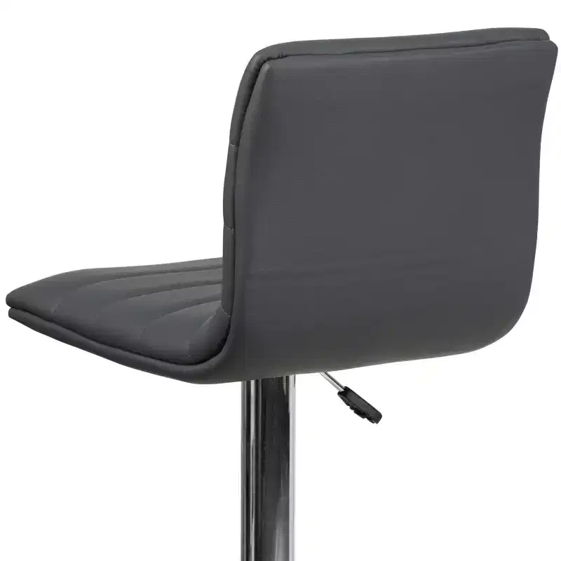 Emma and Oliver Coti Modern Channel Tufted Upholstered Height Adjustable Mid-Back Stool and Pedestal Base with Footrest