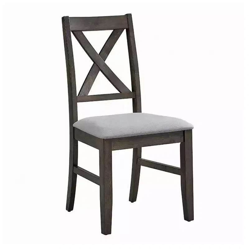 Royal Hampton Dining Chair Set of 2, X Farmhouse Back, Padded Gray and Beige