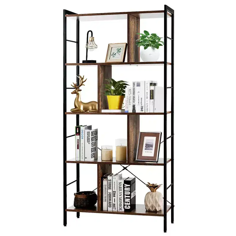 Costway 4-Tier Bookcase Industrial Bookshelf Floor Standing Storage Rack