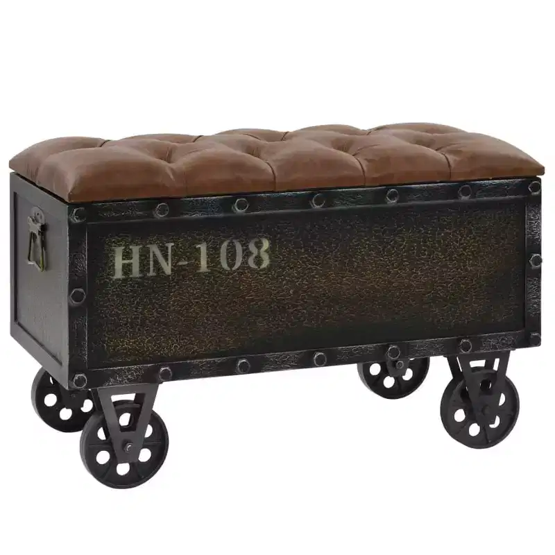 Storage Bench with Castors 31.7 Solid Wood Fir