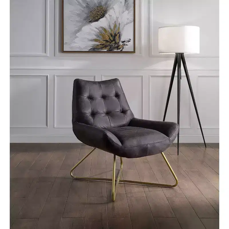 31 Dhalsim Accent Chair Antique BlackTop Grain Leather - Acme Furniture