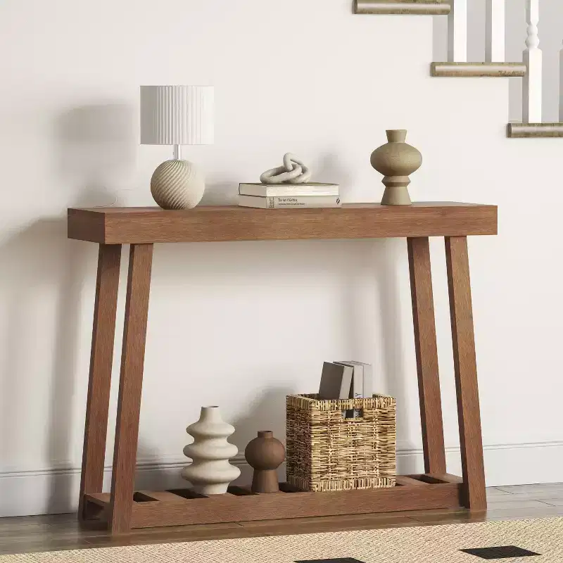 Galano Wood Console Table with Bottom Shelf 43 W x 12 D x 32 H
