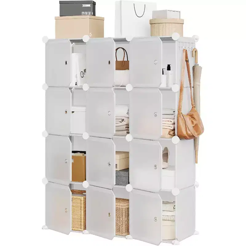 Detachable 8-Tier Shoe Rack, 32-Pair Expandable Organizer with Door for Entryway & Bedroom, Blue