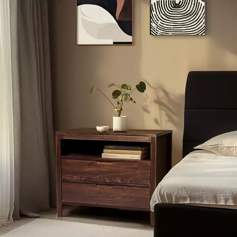 2-Drawer Brown (Medium-Density Fiberboard) 29.53in. W Nightstands