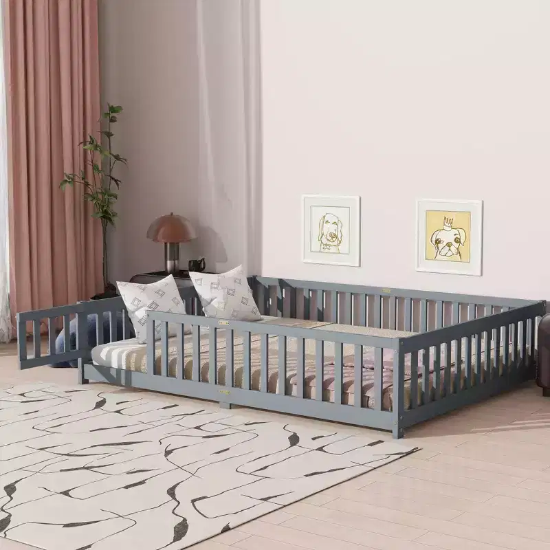 Full Bed Frame, Upholstered Linen Headboard, Lumbar Support, Noise-Free, No Box Spring