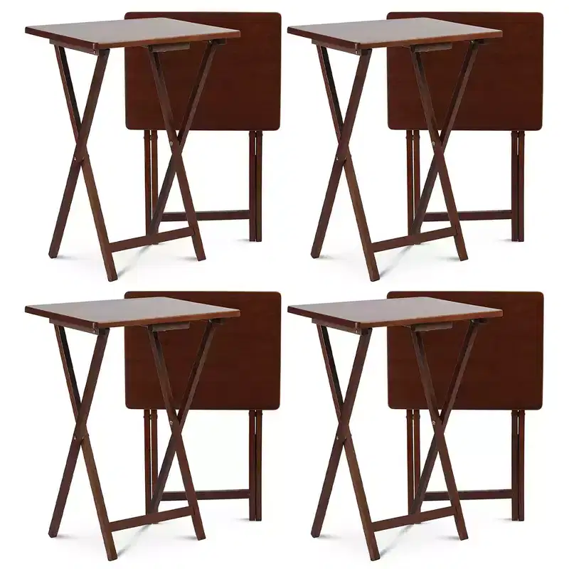Portable Folding TV Snack Tray Tables, Honey Oak (8 Pack)