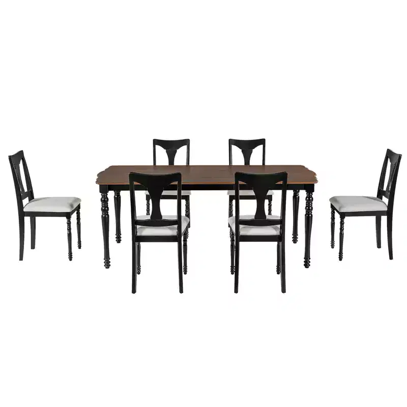 7-Piece Extendable Dining Set with 60-78 Table and 6 Upholstered Chairs