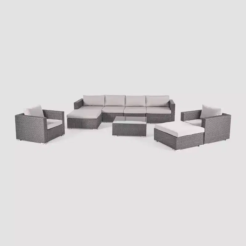 Santa Rosa 9pc All-Weather Wicker Patio Chat Set - Christopher Knight Home