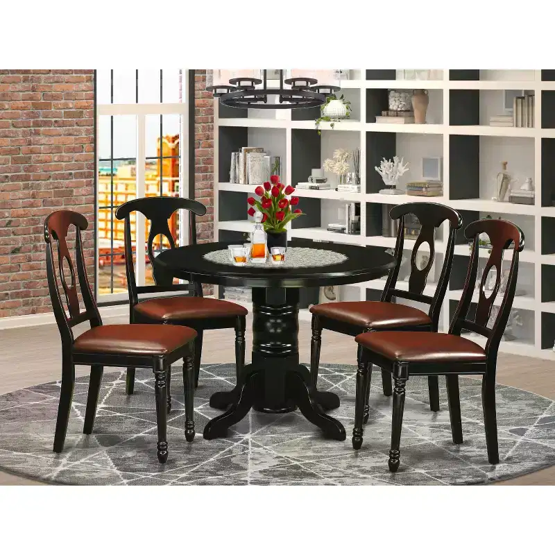 5-Piece Dining Set - Rectangle Table & 4 Chairs, Black Finish