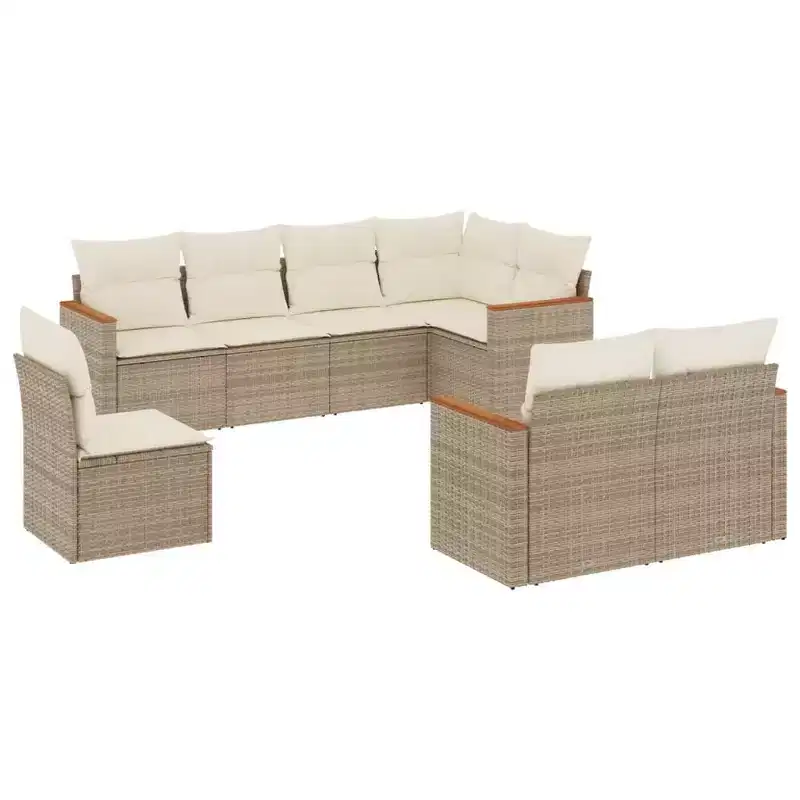 vidaXL 9 Piece Patio Sofa Set with Cushions Poly Rattan, Modular Outdoor Sectional Conversation Set, Multiple Colors and Models