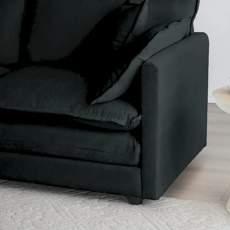 Black 4-Piece Chenille Modular Sectional Sofa with Loveseat & Ottomans