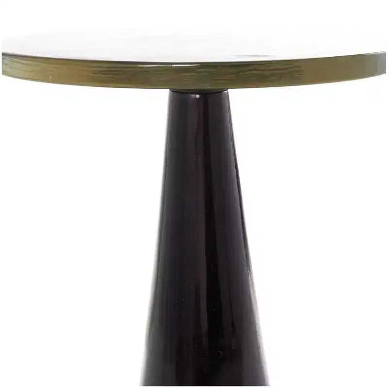 Olivia & May 22" Aluminum Geometric Cone Accent Table with Textured Glass Tabletop